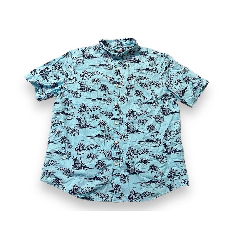 Chaps Ralph‎ Lauren Hawaiian Camp Shirt Men’s Sz XXL Blue Tropical Print